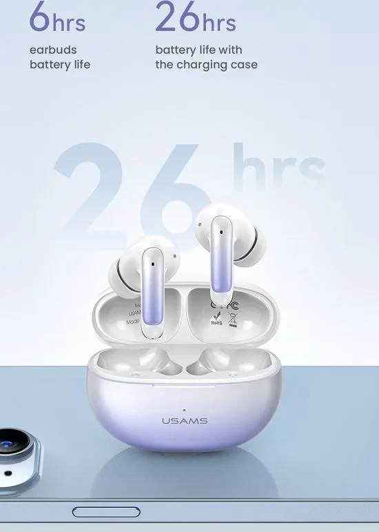 USAMS earphones με θήκη φόρτισης US-XD19, TWS, ENC, Φ13mm, μαύρα — εικόνα 3