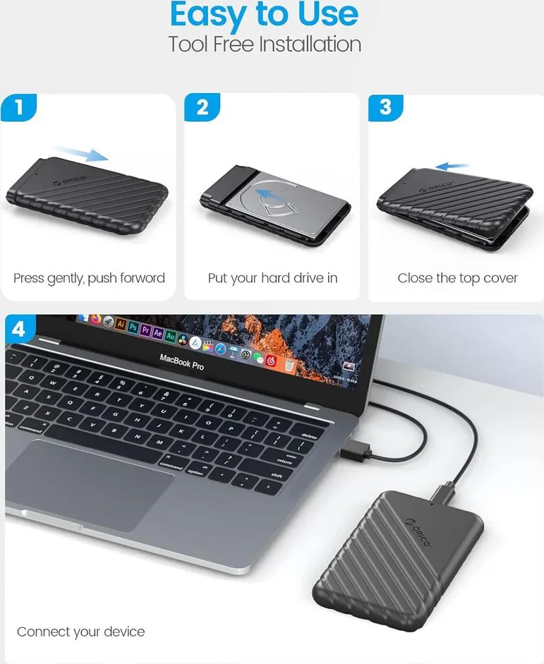 ORICO θήκη για 2.5" SATA HDD/SSD 25PW1C-C3, 5Gbps, μαύρη — εικόνα 6