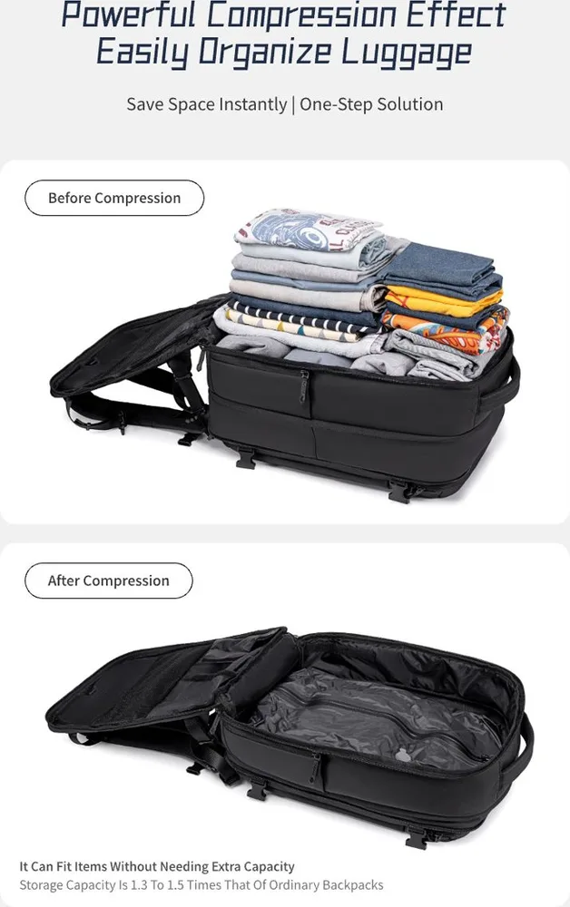 ARCTIC HUNTER τσάντα πλάτης B00866 με θήκη laptop 15.6", αεροστεγής θήκη, 35.5L/49.5L, μαύρη — εικόνα 6