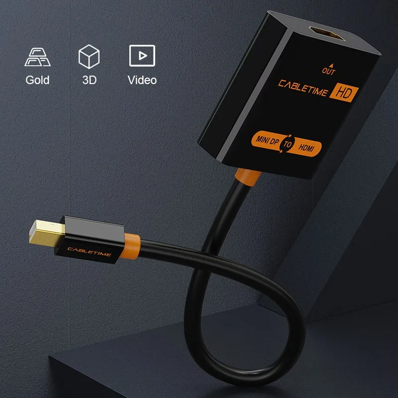 CABLETIME αντάπτορας mini DisplayPort σε HDMI CT-AV589-02G, 1080p, μαύρος — εικόνα 3