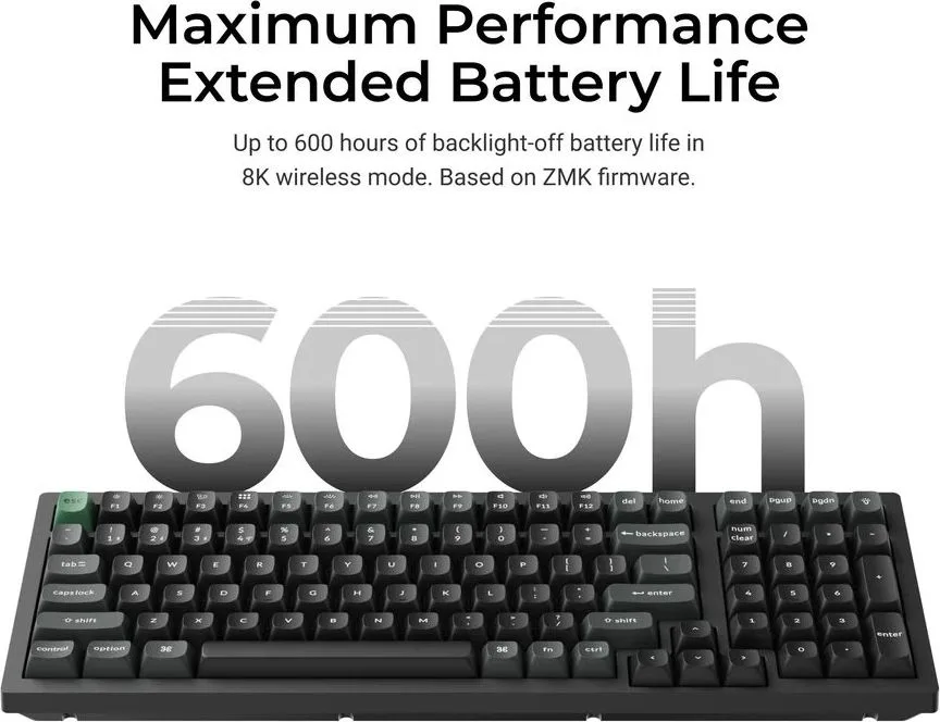 Keychron K10 Ultra (K10U-H4) ZMK Wireless 8K Mechanical Keyboard BananaSwitch (Hot-Swap) 100% Us Lay — εικόνα 5