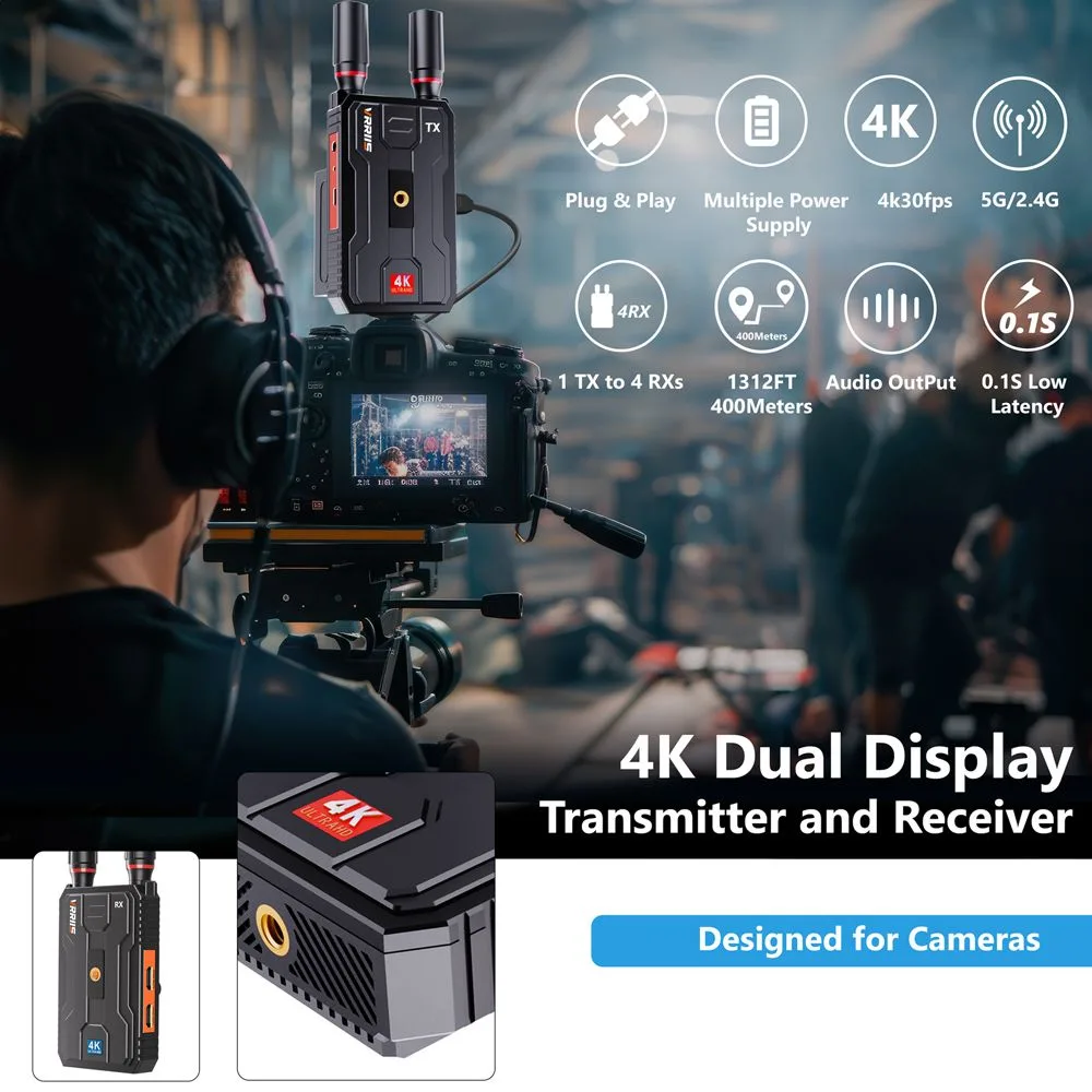 VRRIIS HDMI σύστημα ασύρματης μετάδοσης βίντεο WL097 Pro, 4K, 2.4/5GHz, έως 400m — εικόνα 2