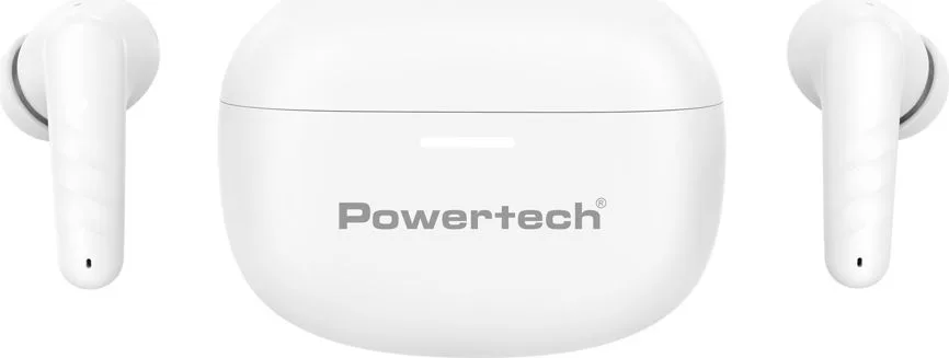 POWERTECH earphones με θήκη φόρτισης PT-1432, True Wireless, 35/300mAh, λευκά — εικόνα 2