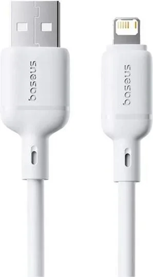 BASEUS Silky Series, καλώδιο ΓΡΗΓΟΡΗΣ φόρτισης, Lightning, 2,4A, 2m, λευκό — εικόνα 2
