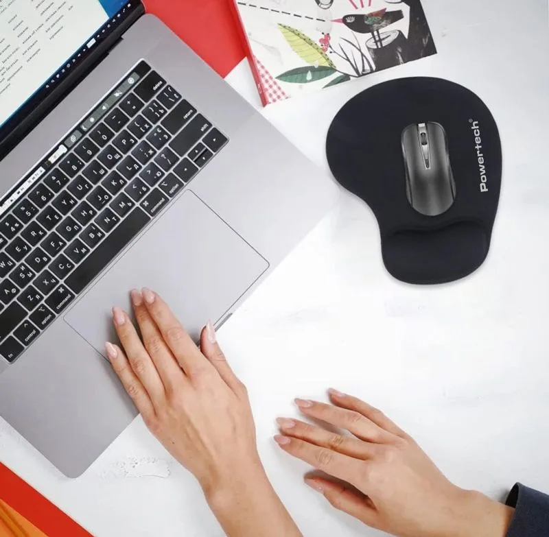 POWERTECH mouse pad PT-1611 με στήριγμα καρπού, 23x19x1.8cm, μαύρο — εικόνα 2