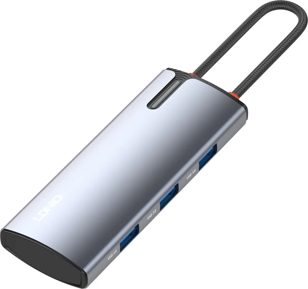 LDNIO docking station DS-15H, 5 θυρών, USB-C σύνδεση, 4K, 100W PD, γκρι — εικόνα 3
