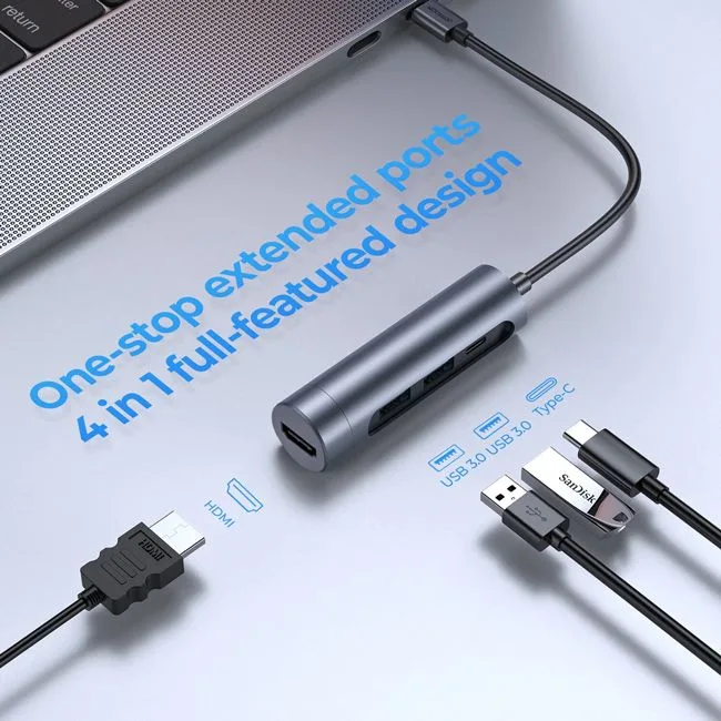 JOYROOM docking station S-H113-DG, 4 θυρών, USB-C, 100W PD, 4K, γκρι — εικόνα 2