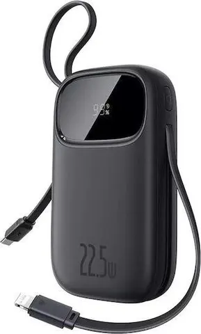 BASEUS Enerfill FC31, Powerbank, 10000MAh, με 2 καλώδια, 22.5W, με ΨΗΦΙΑΚΗ οθόνη, μαύρο