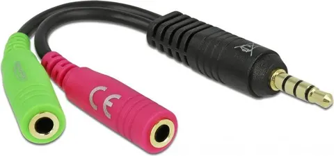 DELOCK καλώδιο 3.5mm σε 2x 3.5mm 65344, OMTP, 10cm, μαύρο
