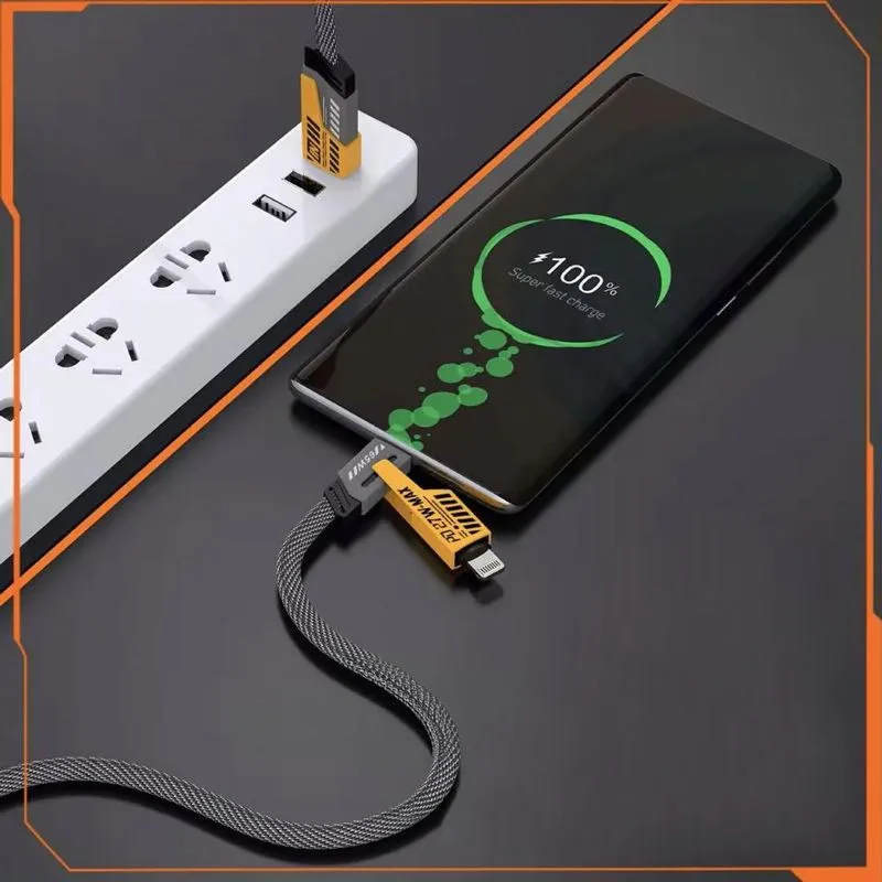 POWERTECH καλώδιο USB-C/USB σε USB-C/Lightning PTR-0164, 65W, 480Mbps, 1m, μαύρο — εικόνα 2