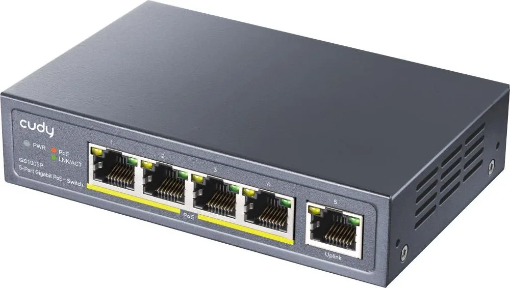Cudy GS105P 5-PORT Gigabit, Poe+, 36W, Desktop Switch — εικόνα 2