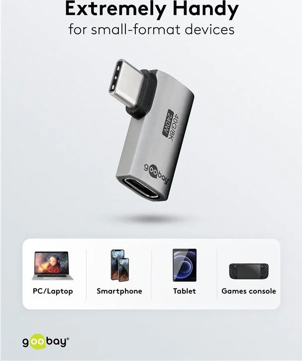 GOOBAY αντάπτορας USB-C 74441, γωνιακός 90°, USB4, 240W, 40Gbps, 8K, γκρι — εικόνα 7