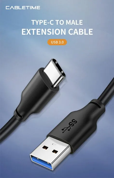 CABLETIME καλώδιο USB-C σε USB CT-C160-U33-CMAMN, 3A, 5Gbps, 3m, μαύρο — εικόνα 4