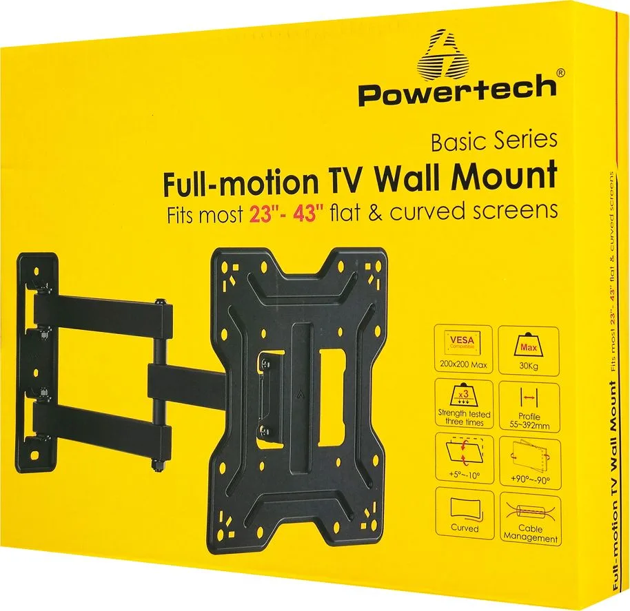 POWERTECH επιτοίχια βάση τηλεόρασης PT-1556, 23-43", έως 30kg, full motion — εικόνα 6