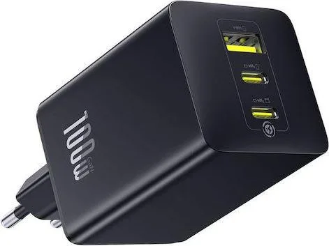 BASEUS Enerfill FE22, φορτιστής τοίχου, 2X Type-C + 1X USB-A, 100W, Cosmic Black — εικόνα 2