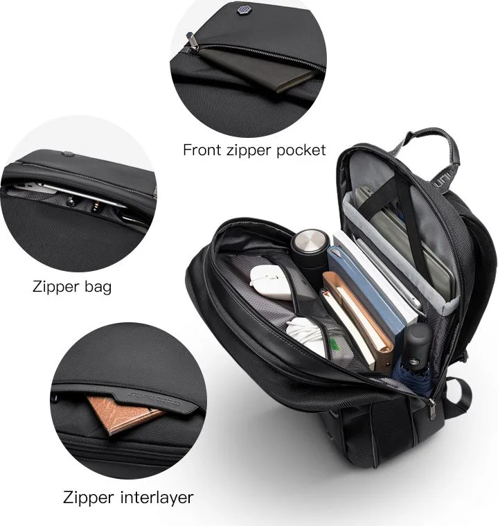 ARCTIC HUNTER τσάντα πλάτης B00410 με θήκη laptop 15.6", πτυσσόμενη, 21L, μαύρη — εικόνα 4