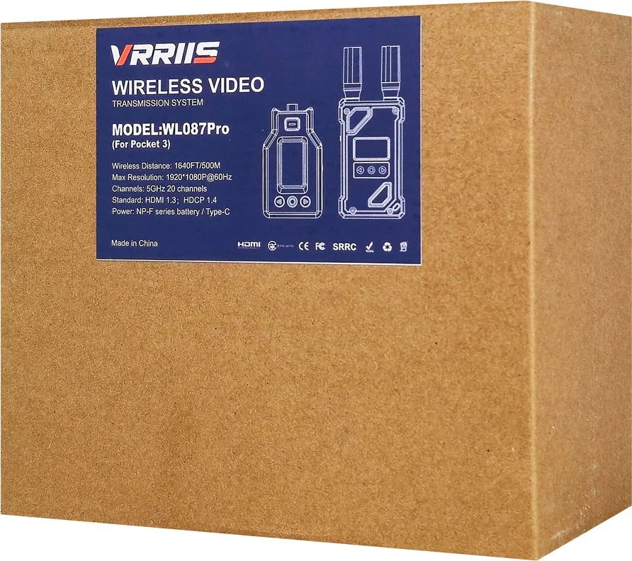 VRRIIS HDMI σύστημα ασύρματης μετάδοσης βίντεο WL087 Pro για DJI Osmo Pocket 3, 1080p, 5GHz, 500m — εικόνα 5