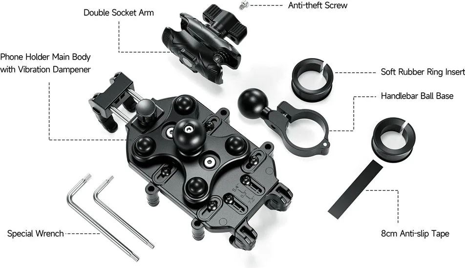 ULEFONE βάση ποδηλάτου για smartphone Armor Mount Pro AM01, μαύρη — εικόνα 7