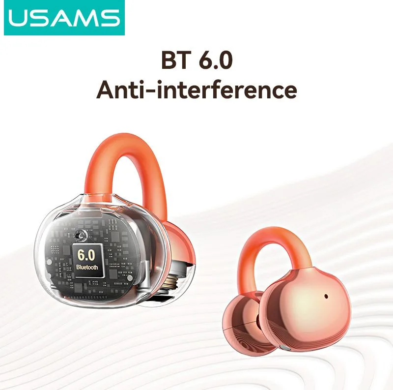 USAMS earphones με θήκη φόρτισης Echo R03, OWS, Φ11mm, 40/300mAh, πορτοκαλί — εικόνα 5