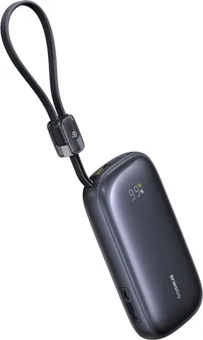 BASEUS Enerfill FC21 QPOW3 Ultra, Powerbank, 10000MAh, με καλώδιο ΑΠΟΣΠΩΜΕΝΟ Lightning, 45W, με ΨΗΦΙΑΚΗ οθόνη, μαύρο