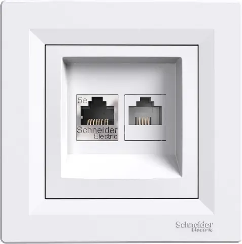 SCHNEIDER ELECTRIC επιτοίχια πρίζα δικτύου RJ45 & RJ12 Asfora EPH4900121