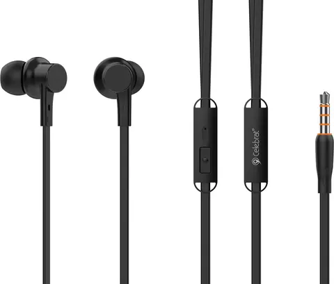 CELEBRAT earphones με μικρόφωνο G19, 3.5mm σύνδεση, Φ10mm, 1.2m, μαύρα