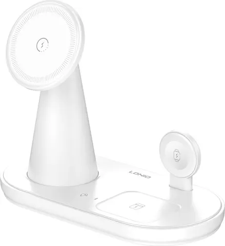 LDNIO ασύρματος φορτιστής WL01 με LED φωτισμό, 3 σε 1, 15W, λευκός