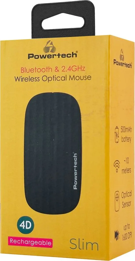 POWERTECH ασύρματο ποντίκι PT-1381, 2.4GHz & Bluetooth, έως 1600DPI, 500mAh, μαύρο — εικόνα 5