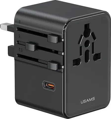 USAMS φορτιστής/αντάπτορας πρίζας CC310, 2x USB & 3x USB-C, universal, 70W, μαύρος