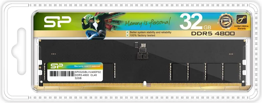 SILICON POWER μνήμη DDR5 Udimm SP032GBLVU480F02, 32GB, 4800MHz, CL40 — εικόνα 2