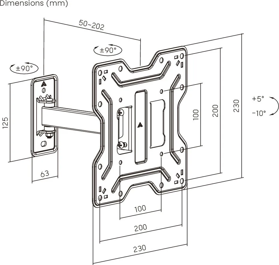 POWERTECH επιτοίχια βάση τηλεόρασης PT-1555, 23-43", έως 30kg, full motion — εικόνα 6