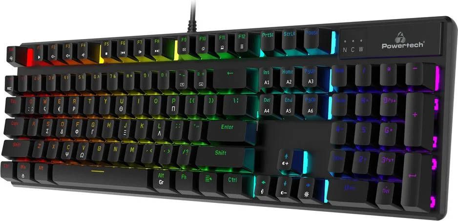 POWERTECH gaming μηχανικό πληκτρολόγιο PT-1254, ενσύρματο, RGB, μαύρο — εικόνα 3