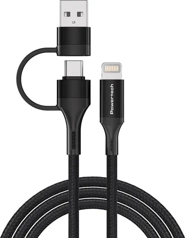 POWERTECH καλώδιο USB & USB-C σε Lightning PTR-0159, PD 27W, copper, 1.5m, μαύρο