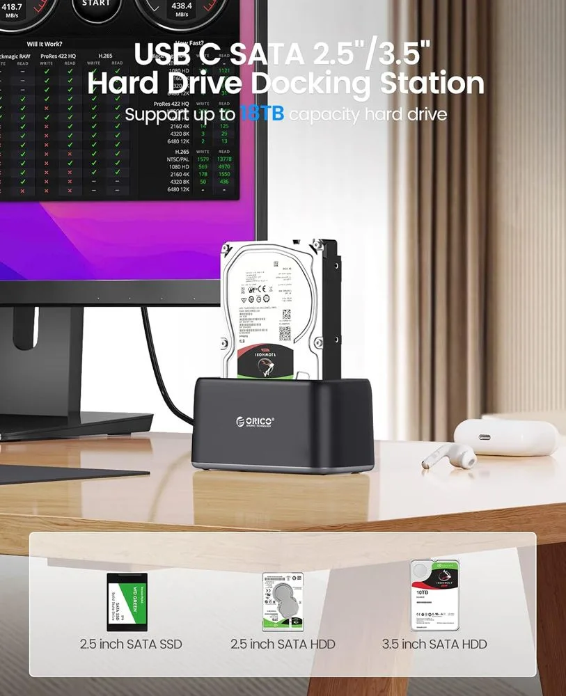 ORICO docking station για 2.5" ή 3.5" SATA HDD/SSD 6819C3-V1, 5Gbps, μαύρο — εικόνα 2