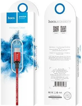 HOCO X14 Times Speed Type-C Charging Cable(L=2M) κόκκινο — εικόνα 2