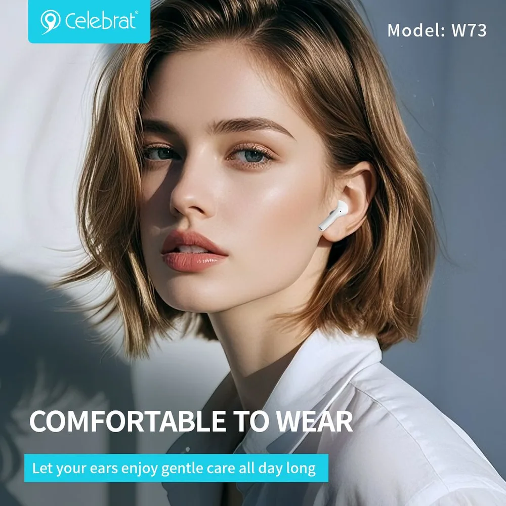 CELEBRAT earphones με θήκη φόρτισης W73, True Wireless, 13mm, 33/380mAh, μαύρα — εικόνα 2