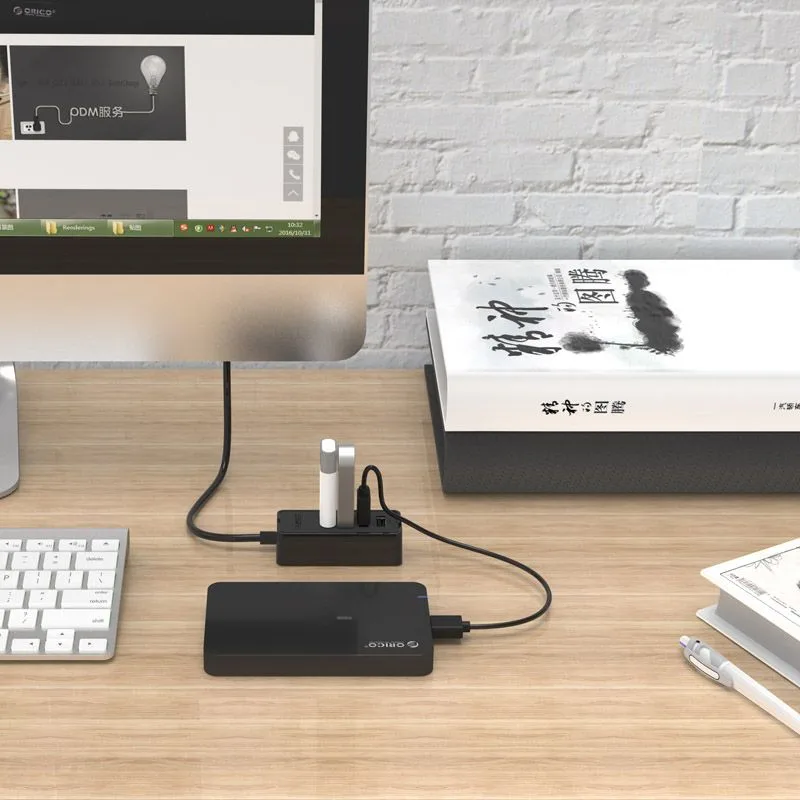 ORICO USB hub W5P-U2, 4x θυρών, USB 2.0, 480Mbps, USB σύνδεση, 1m καλώδιο, μαύρο — εικόνα 2