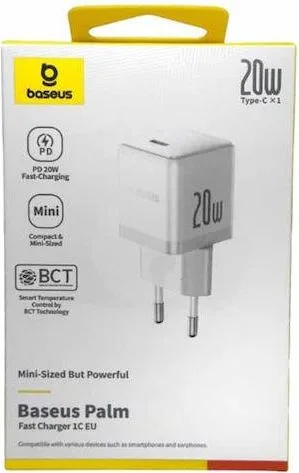 BASEUS Palm φορτιστής ΓΡΗΓΟΡΗΣ φόρτισης, 1 θύρα, 20W, ΛΕΥΚΟΣ — εικόνα 4