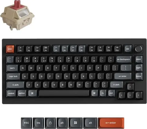 Keychron V1 Ultra (V1U-D1) QMK/VIA 8K Wireless Custom Mechanical Keyboard Red Switch RGB 75% US