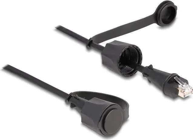 DELOCK καλώδιο δικτύου 80166, CAT 6 STP, με καπάκι, IP68, 1m, μαύρο — εικόνα 3