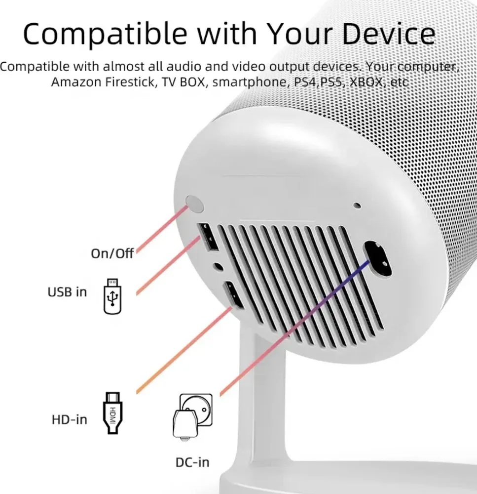 POWERTECH smart βιντεοπροβολέας PT-1305, 1080p, WiFi, Android, 170 ANSI lumens, λευκός — εικόνα 5