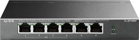 TP-LINK desktop switch TL-SF1006P, 6-Port 10/100Mbps, 4x PoE+, Ver. 1.0