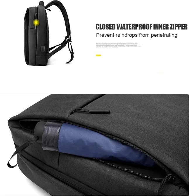 ARCTIC HUNTER τσάντα πλάτης 1701L με θήκη laptop 15.6", USB, 17L, μαύρη — εικόνα 8