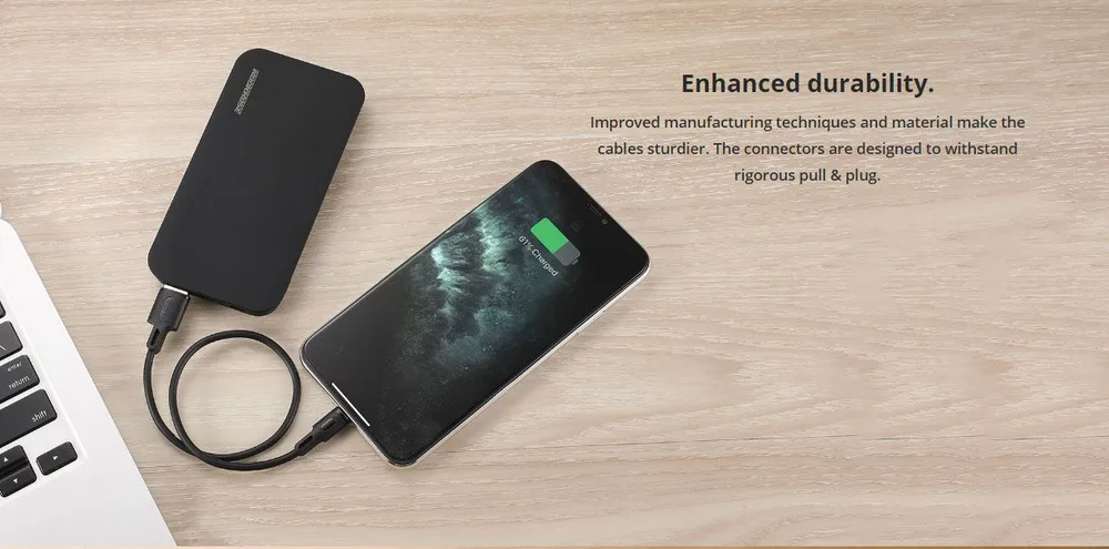 ROCKROSE καλώδιο USB σε Micro USB Beta AM Mini, 2.4A, 30cm, μαύρο — εικόνα 5