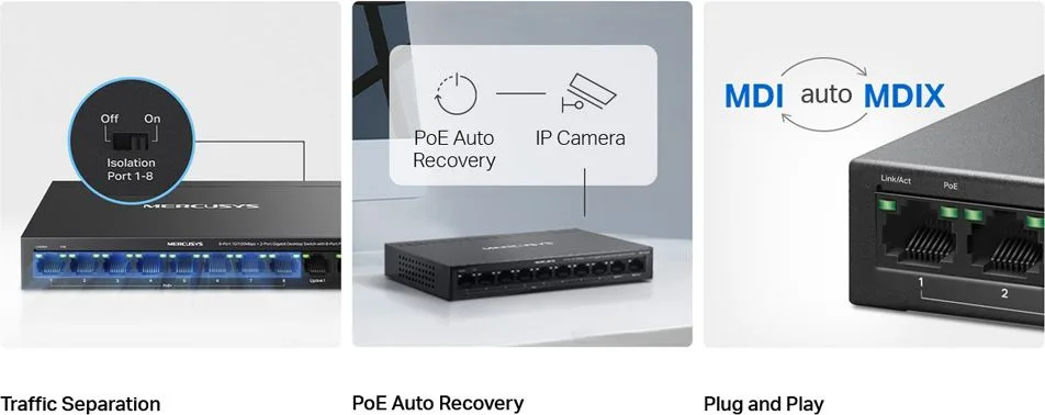 MERCUSYS Desktop Switch MS110CMP, 8x 10/100Mbps PoE+, 2x Gigabit, Ver. 1.0 — εικόνα 5