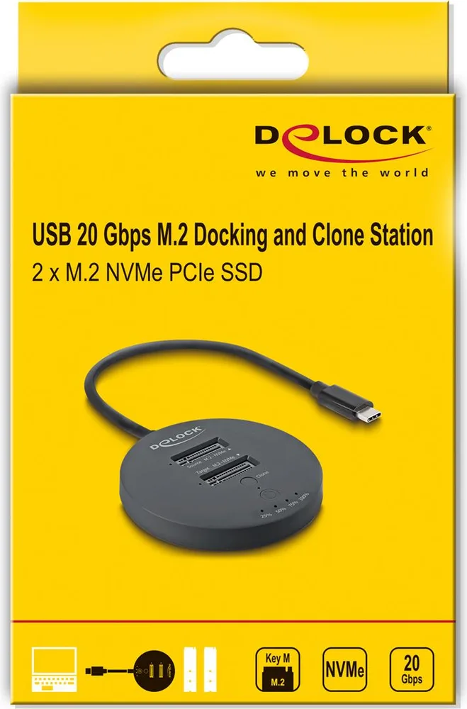 DELOCK docking station για M.2 NVMe PCIe SSD 64364, 2 θέσεων, 20Gbps, clone function, μαύρο — εικόνα 6