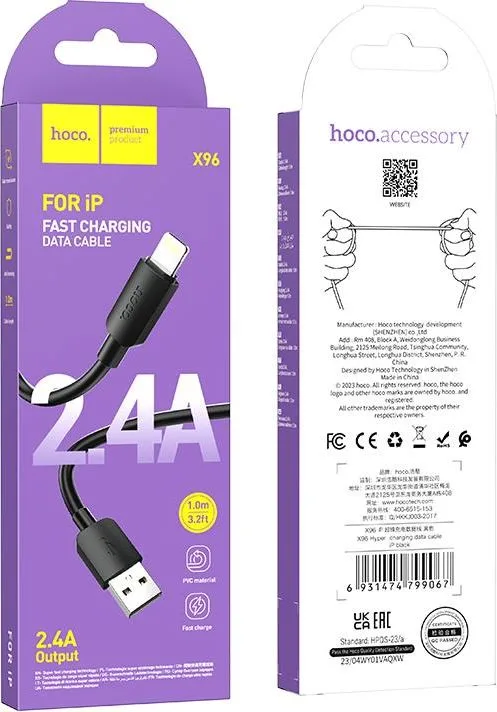 HOCO X96 καλώδιο φόρτισης Hyper Lightning, μαύρο — εικόνα 2