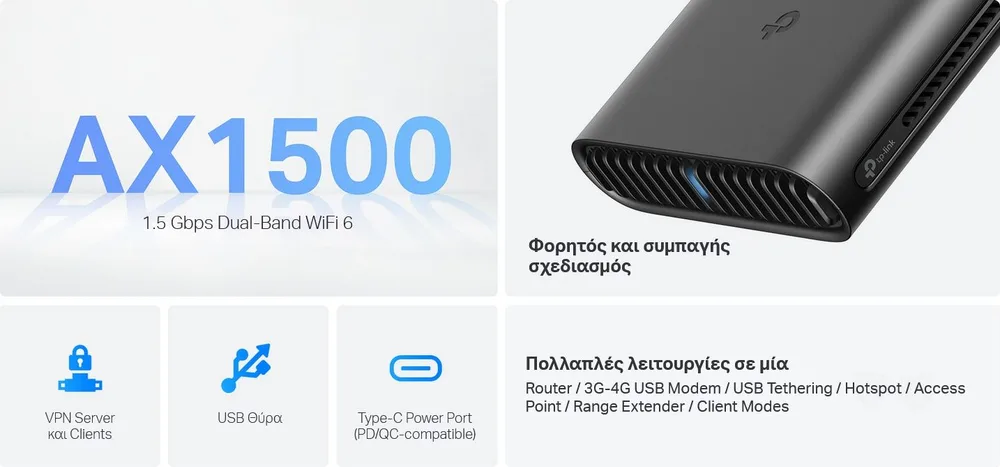 TP-LINK Travel Router TL-WR1502X, AX1500 Wi-Fi 6, Dual Band — εικόνα 2