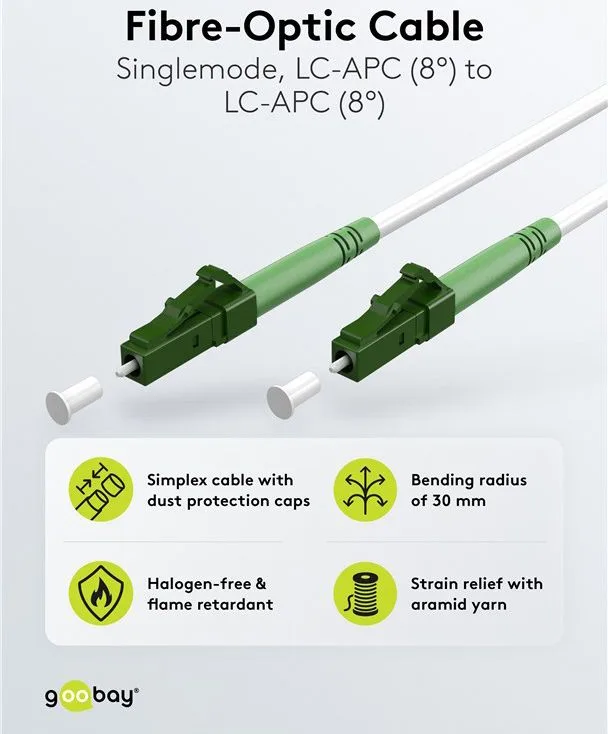 GOOBAY καλώδιο οπτικής ίνας LC-APC 59583, Singlemode OS2, 0.5m, λευκό — εικόνα 2