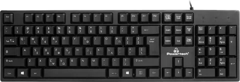 POWERTECH πληκτρολόγιο PT-1074, ενσύρματο, EN/GR, μαύρο